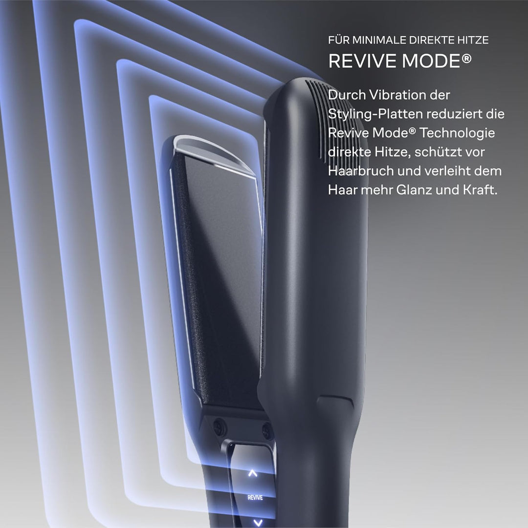 Cloud Nine The Wide Iron Glätteisen Schwarz – Haarglätter mit breiten Sericite-Platten, Revive Mode