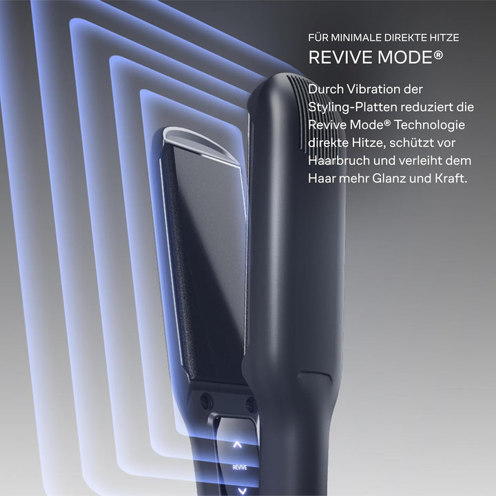 Cloud Nine The Wide Iron Glätteisen Schwarz – Haarglätter mit breiten Sericite-Platten, Revive Mode