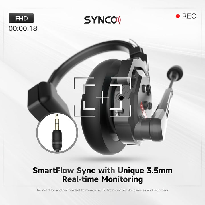 SYNCO XTalk X2 kabelloses Headset Intercom System,2.4 GHz Vollduplex 350 M/1148 FT Echtzeit-Monitori