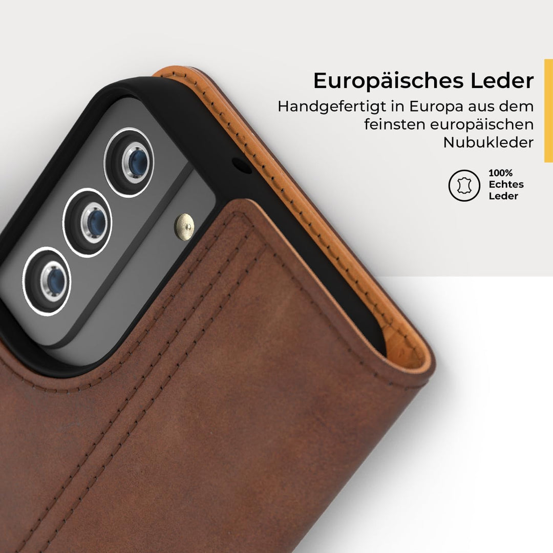 Snakehive Samsung Galaxy S22 Schutzhülle/Klapphülle echt Lederhülle mit Standfunktion, Handmade in E