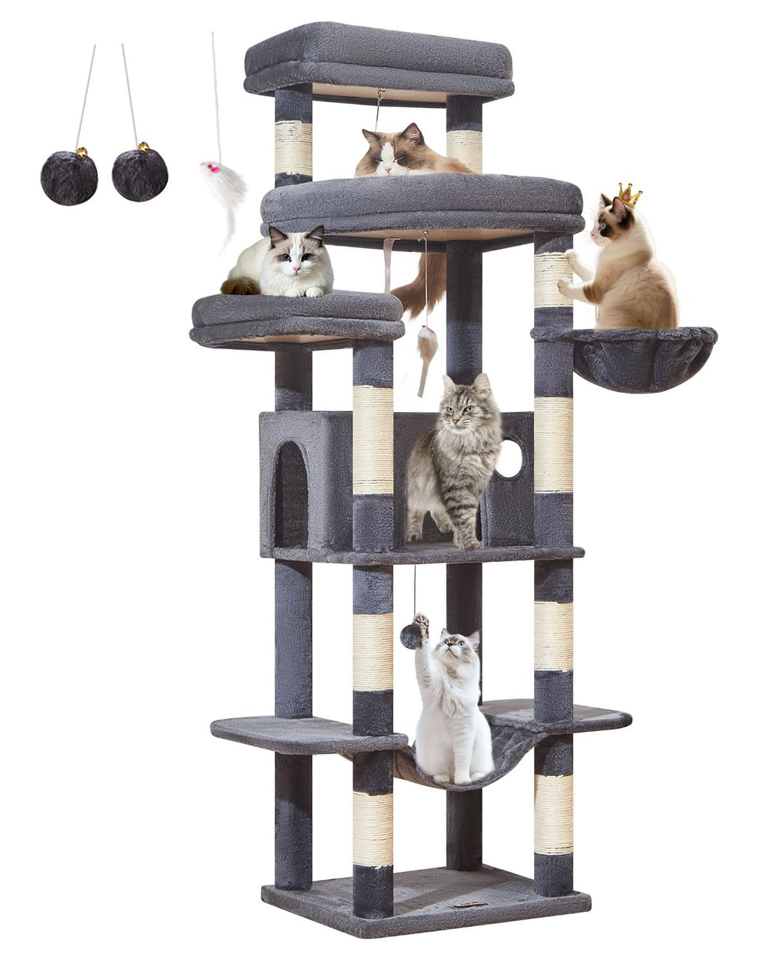 Taoqimiao 180CM Kratzbaum Gross xxl, Katzenbaum Grosse Katzen Stabil kratzbaum Maine Coon mit Katzen