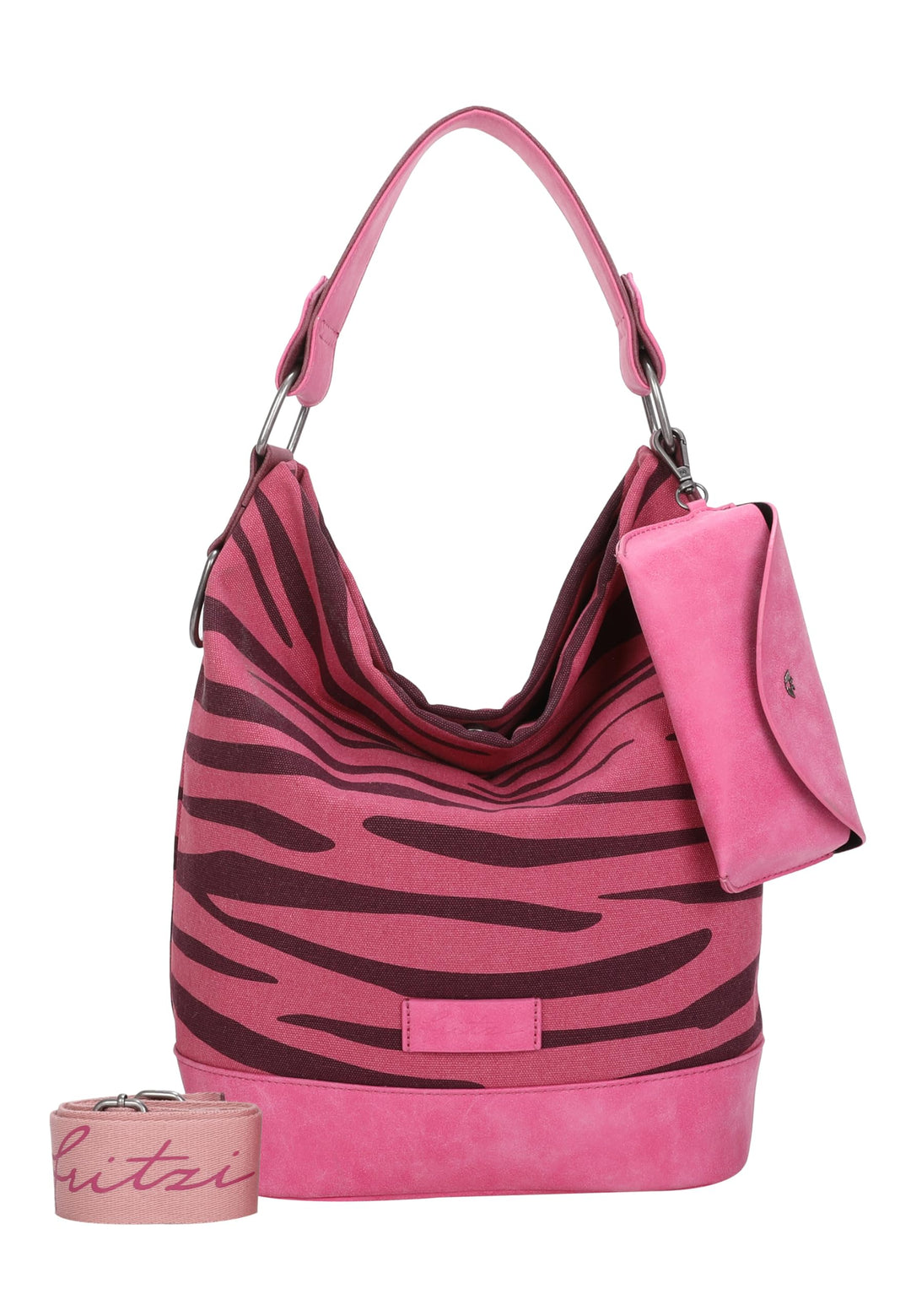Fritzi aus Preussen Damen Izzy07 Canvas Hobo-Tasche Zebra Pink, Zebra Pink