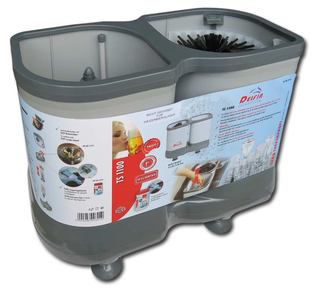 DELFIN 4000948008010 TS 1100-Gläserspülgerät mit Teleskop Nachspülvorrichtung-B-H-T-37,0 X 30,7 X 18