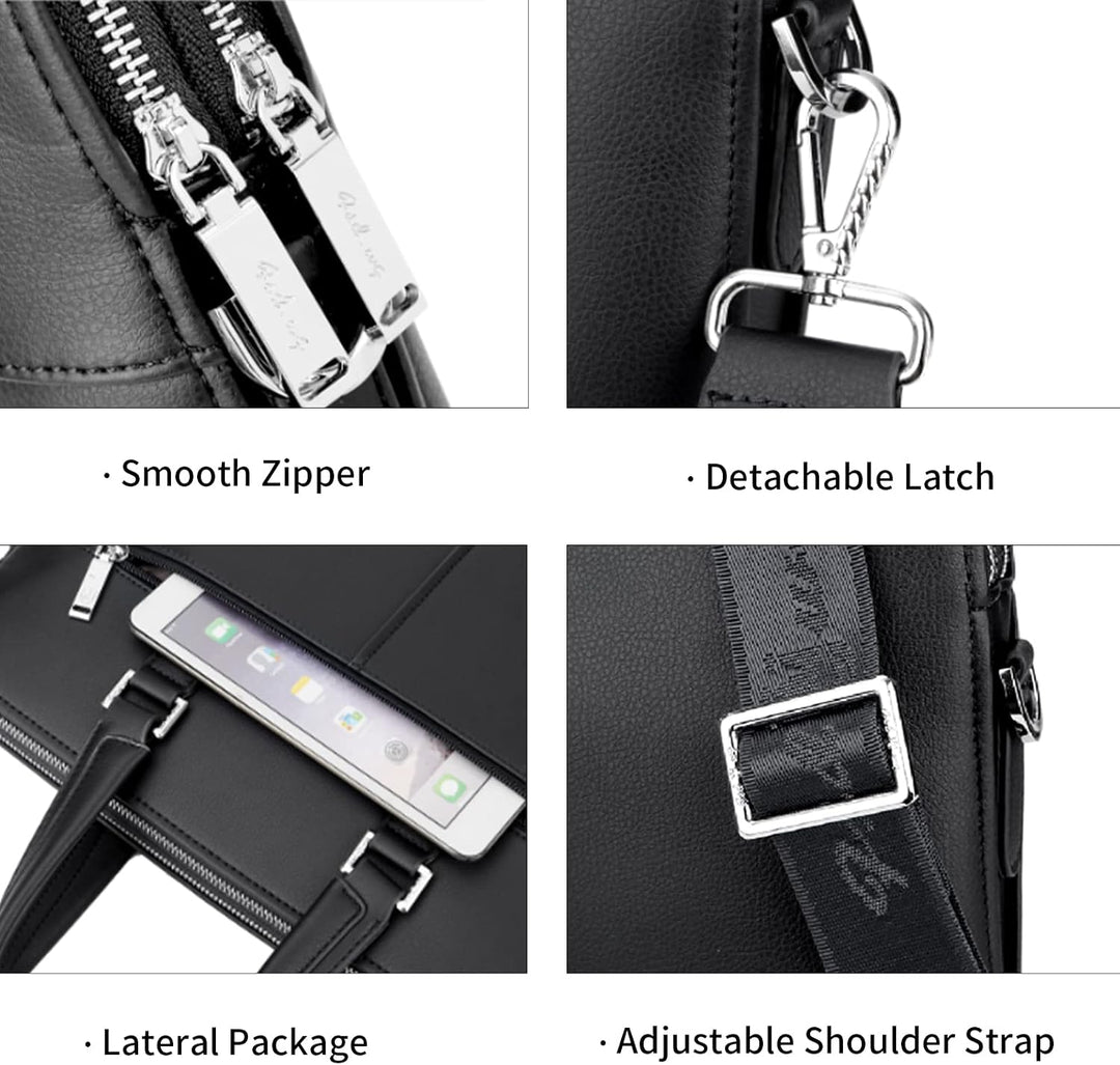 FSD.WG Herren Business Tasche,Wasserdichte Leder Aktentasche,Schulter Laptop Business Tasche für Bus