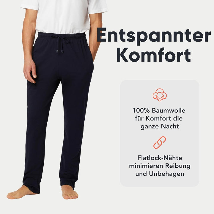 FM London 2er-Pack Pyjama für Herren - Leichte Herren-Pyjamahose, Loungewear und Nachtwäsche - Reich