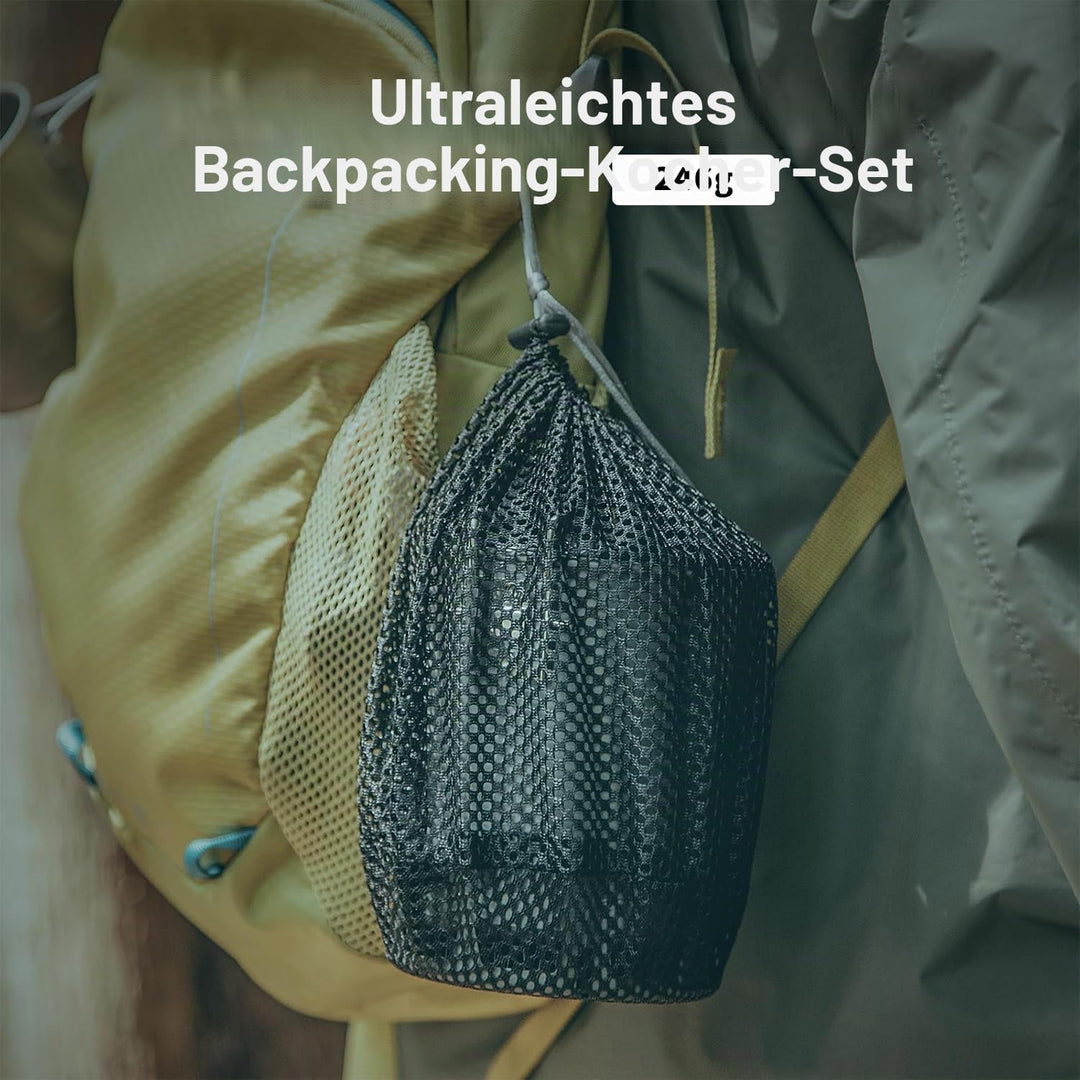 Fire-Maple G3 Camping-Küchenset Ultraleicht mit Aluminium-Topf, Titan-Kocher, Gabel und Löffel aus T