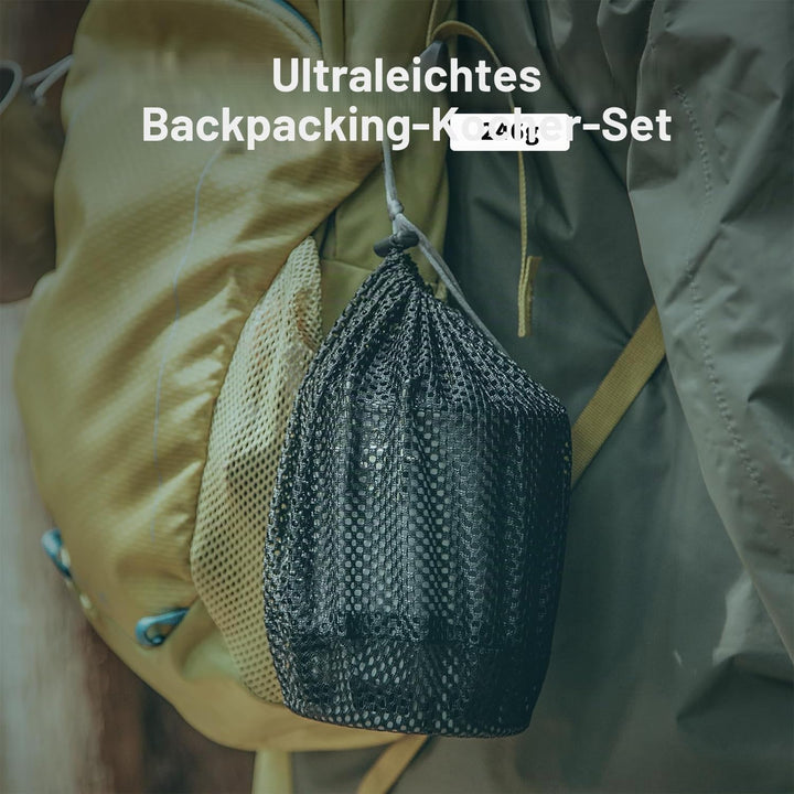 Fire-Maple G3 Camping-Küchenset Ultraleicht mit Aluminium-Topf, Titan-Kocher, Gabel und Löffel aus T