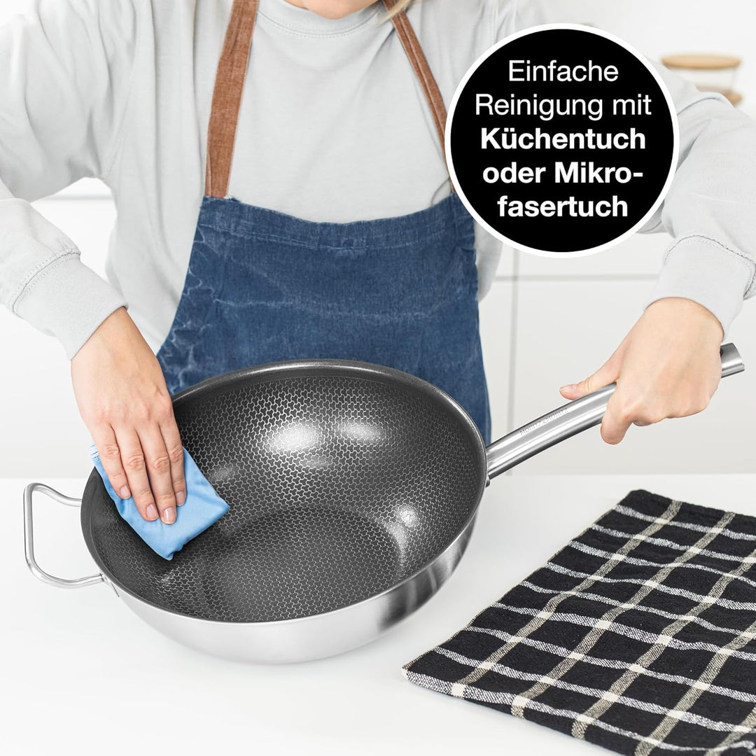 Moritz & Moritz Edelstahl Wokpfanne 30cm mit Keramikbeschichtung der neuesten Generation - für alle
