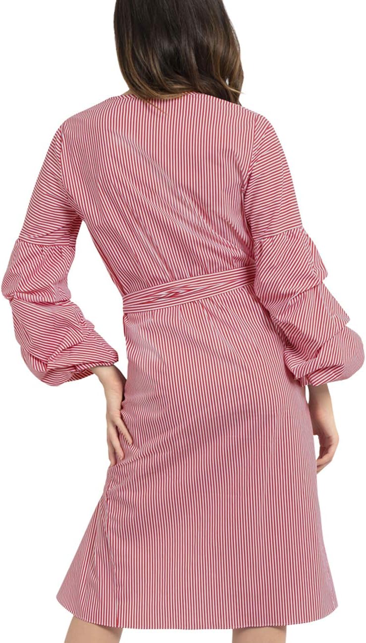 APART Fashion Damen Striped Dress Kleid 38 Rot (Rot-creme Rot-creme), 38 Rot (Rot-creme Rot-creme)