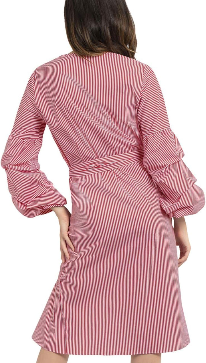 APART Fashion Damen Striped Dress Kleid 38 Rot (Rot-creme Rot-creme), 38 Rot (Rot-creme Rot-creme)