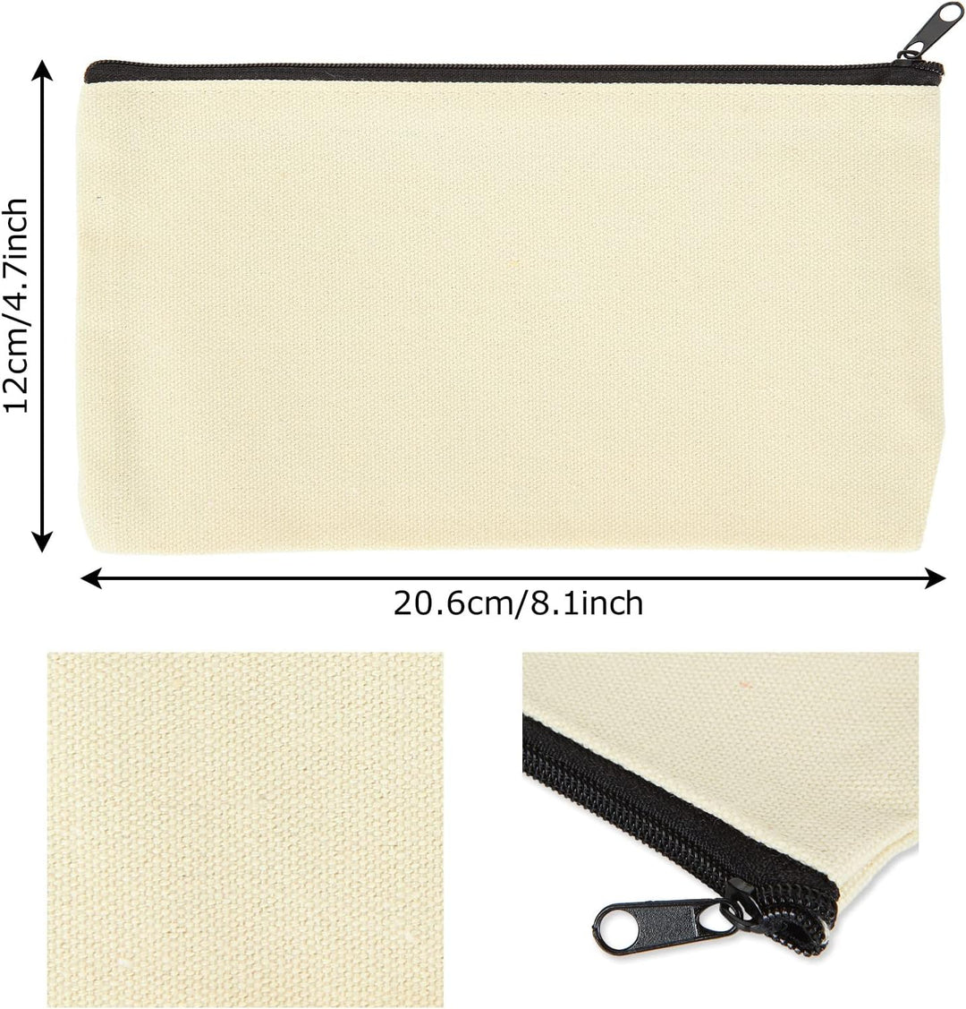 MIVIDE 30 Stück Federmäppchen zum Bemalen, DIY Blanko Stoffbeutel, Blanko Stoff Federmäppchen für Ar