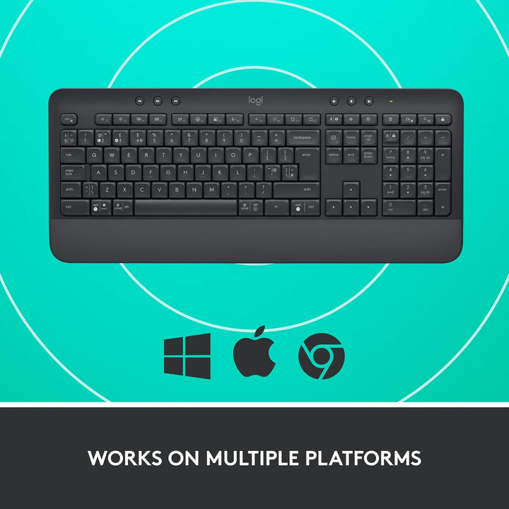 Logitech Signature K650 Comfort kabellose Tastatur mit Handballenauflage, BLE Bluetooth/Logi Bolt US