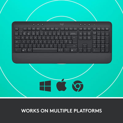 Logitech Signature K650 Comfort kabellose Tastatur mit Handballenauflage, BLE Bluetooth/Logi Bolt US