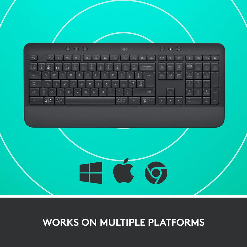 Logitech Signature K650 Comfort kabellose Tastatur mit Handballenauflage, BLE Bluetooth/Logi Bolt US