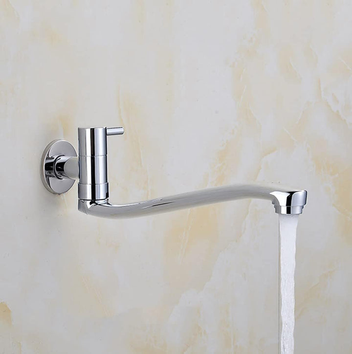 AIDE Wandmontierte Kaltwasser-Spültischarmatur, Einhebel-Messing-Wasserhahn für Küche, Garten, Outdo