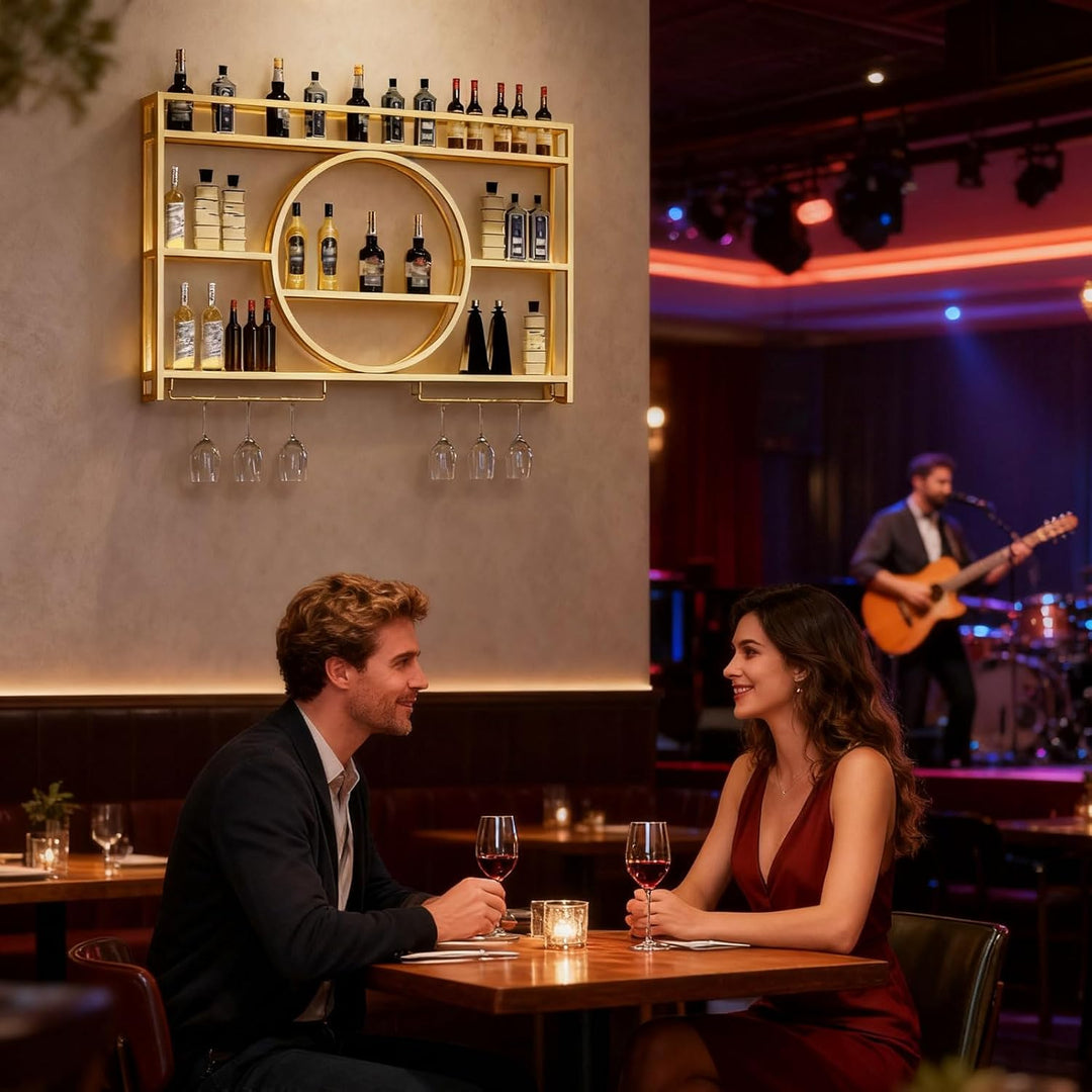Awoyep Regal Metall Weinregal Hängend Flaschenregal: Bar Regale Wand Wandmontierte Weinregale Für Ba