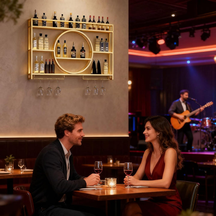 Awoyep Regal Metall Weinregal Hängend Flaschenregal: Bar Regale Wand Wandmontierte Weinregale Für Ba