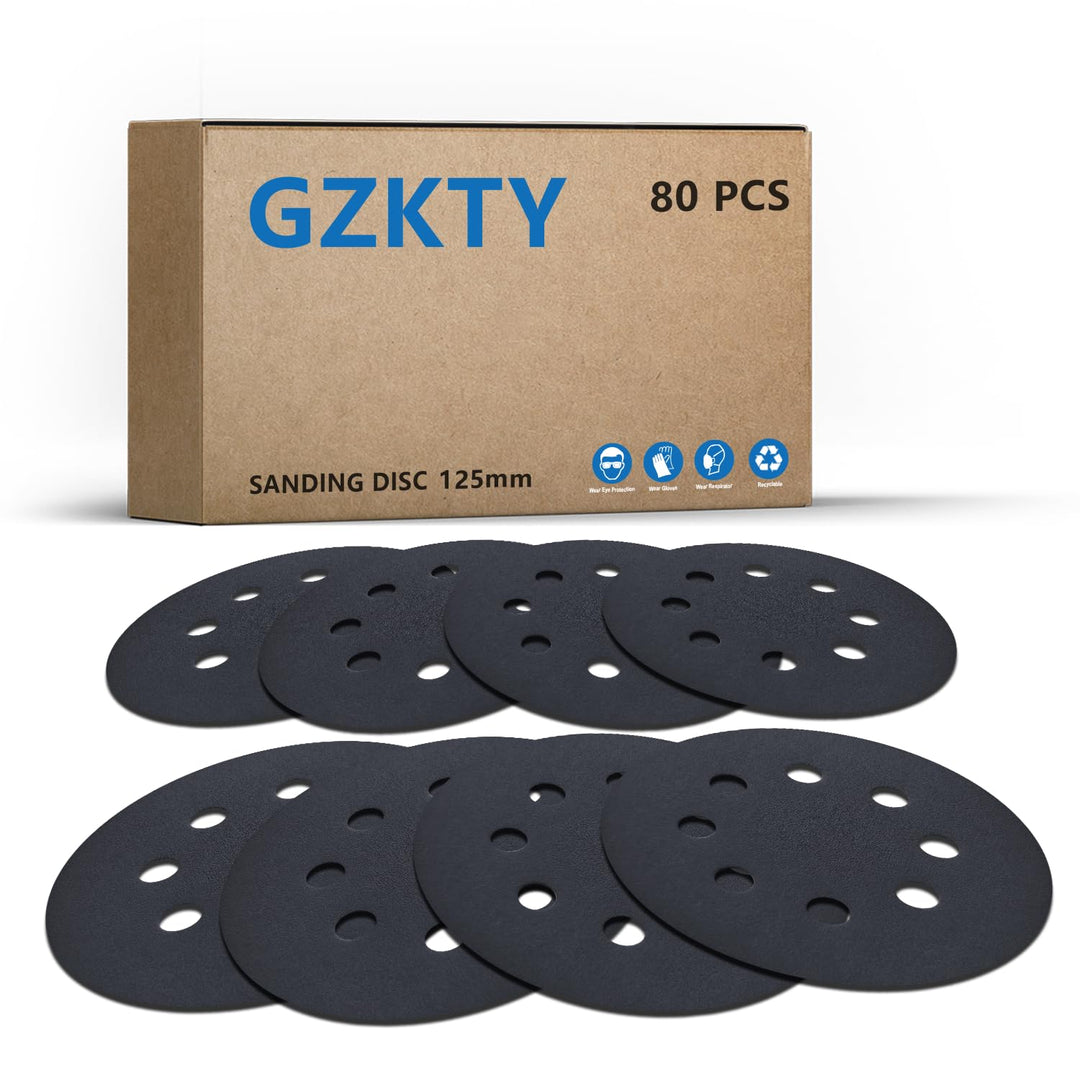 GZKTY Nassschleifpapier 125mm Klett - 80 Stück Schleifscheiben Set (600/800/1000/1200/1500/2000/3000