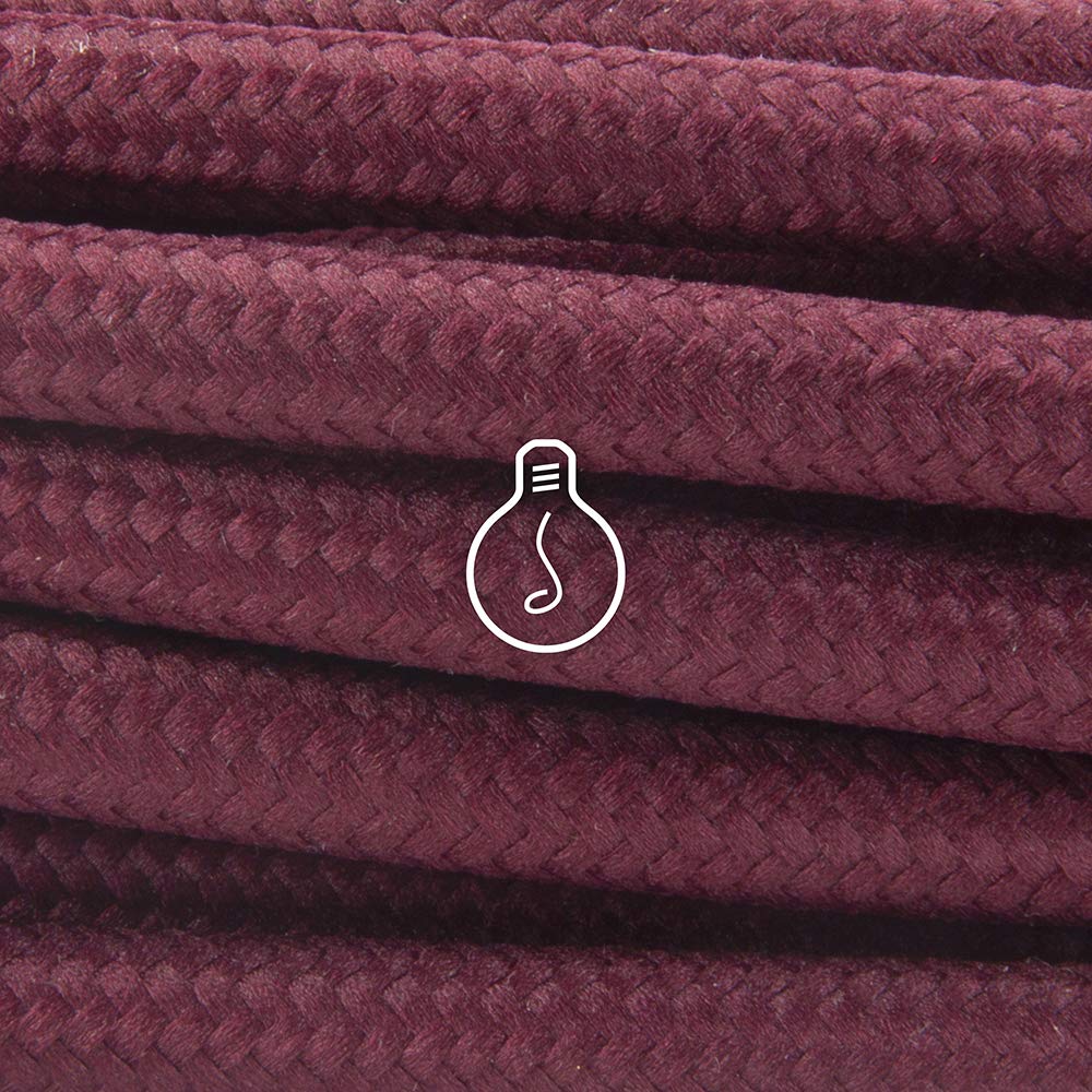 Amarcords - Textilkabel für Lampen BORDEAUX, rund, Seide, 10 Meter, mit 2 Leiter 2x0,75 - Stoffkabel