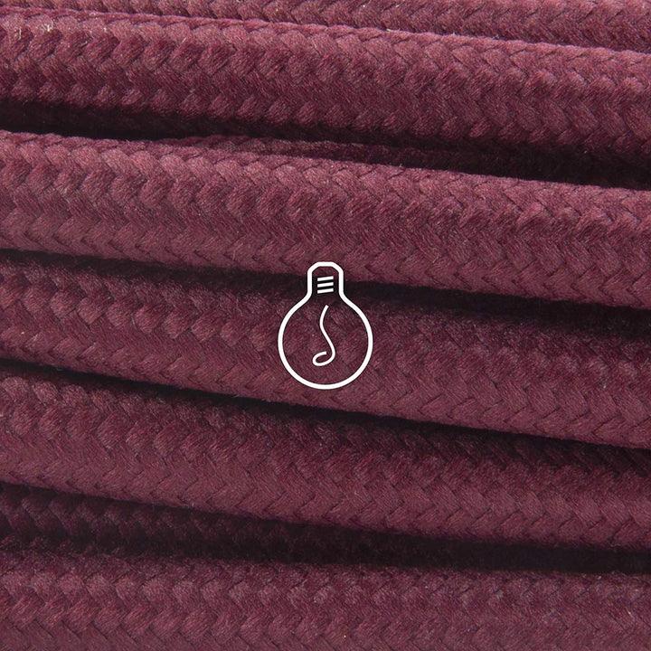 Amarcords - Textilkabel für Lampen BORDEAUX, rund, Seide, 10 Meter, mit 2 Leiter 2x0,75 - Stoffkabel