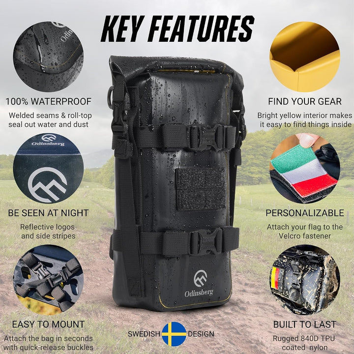 Odinsberg 3,5L wasserdichte Motorrad Hecktasche und Sturzbügel Tasche 3.5L, 3.5L