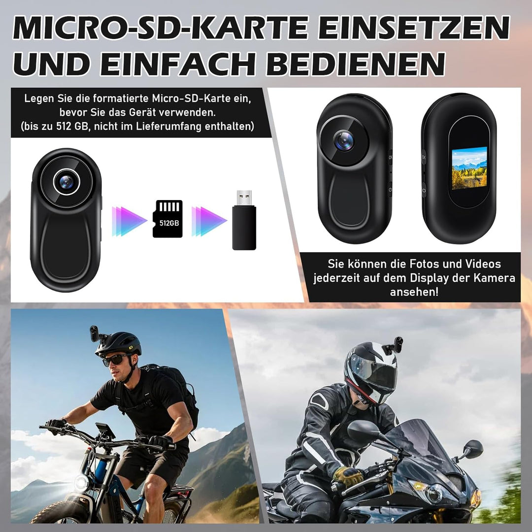 Mini-Actionkamera, HD-1080p-Sport-Actionkamera, 120° Helm-Actionkamera | Action Cam mit Magnetbefest