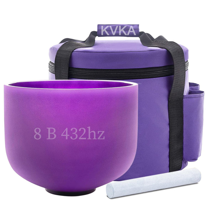 KVKA 20cm Klangschalen, 432Hz B note 8 inch Violett Chakra Klangschale für Yoga Meditation Sound Hea