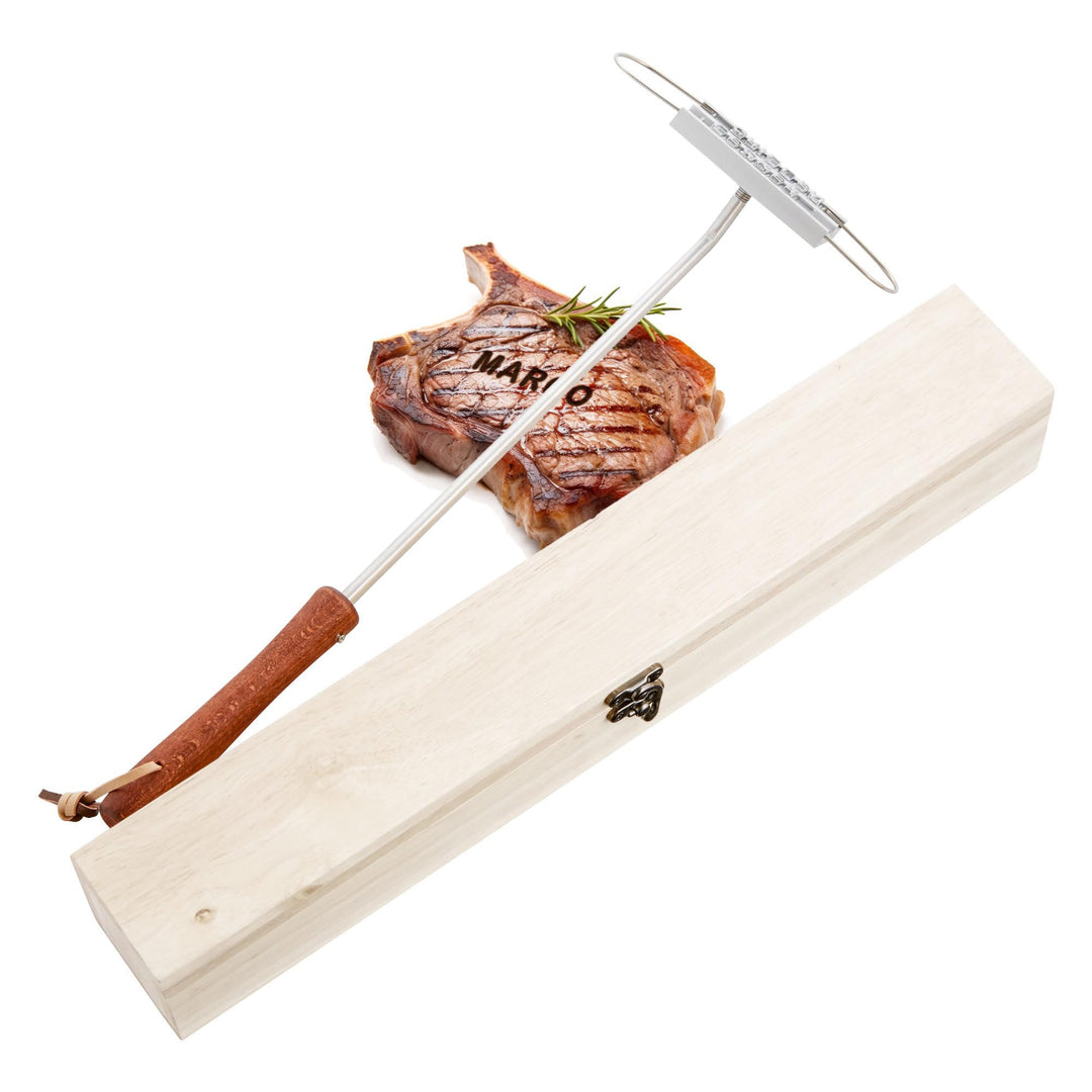 BBQ Brandeisen mit Buchstaben-Set und Holzbox, Fleischstempel für den Grill, Grillzubehör, Fleisch-B
