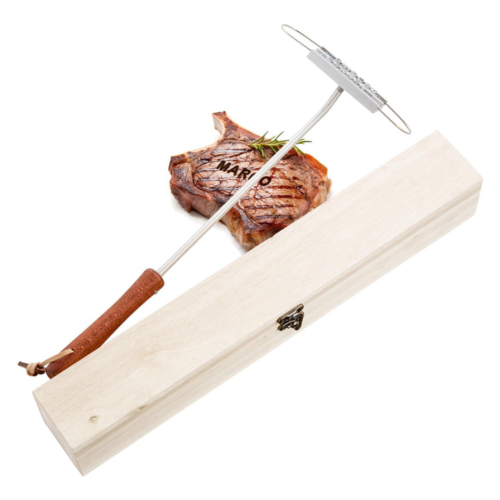 BBQ Brandeisen mit Buchstaben-Set und Holzbox, Fleischstempel für den Grill, Grillzubehör, Fleisch-B