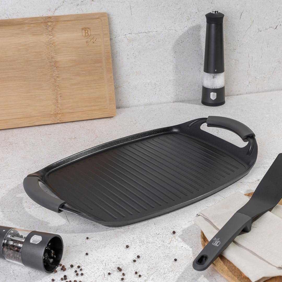 Berlinger Haus 47 cm grosse geschmiedete Aluminium-Grillplatte mit Griffen für Ofen und Induktionsko