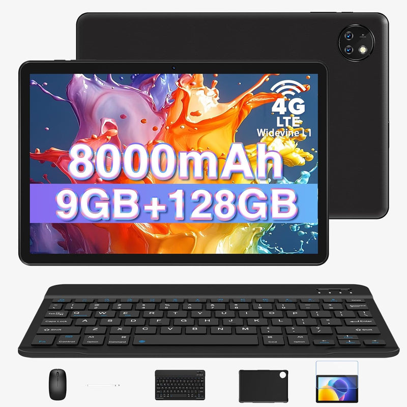 DOOGEE T10W Tablet 10 Zoll, Android 14 Tablet mit Tastatur, 9 GB RAM+128 GB ROM/1 TB Erweiterung, HD