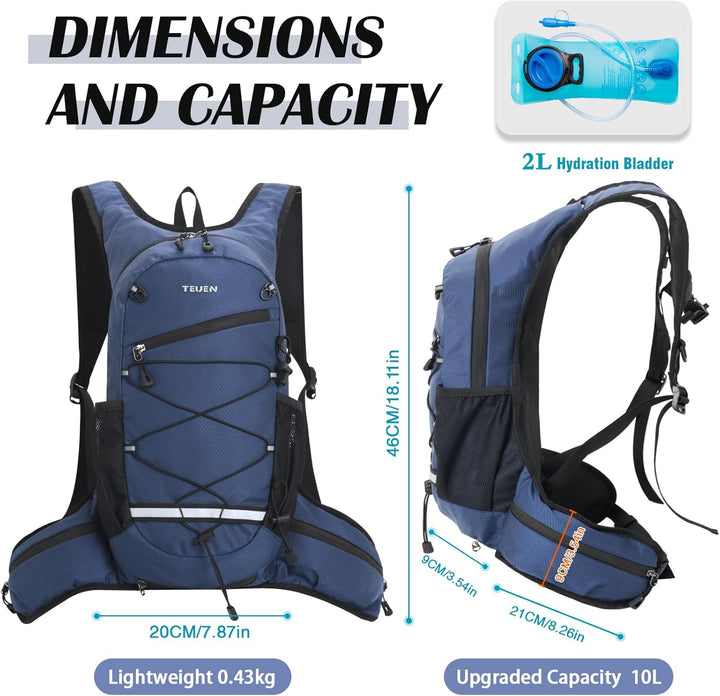 Trinkrucksack mit Trinkblase 2L Klein Laufrucksack Joggen für Damen Herren, Leichter Laufen Rucksack