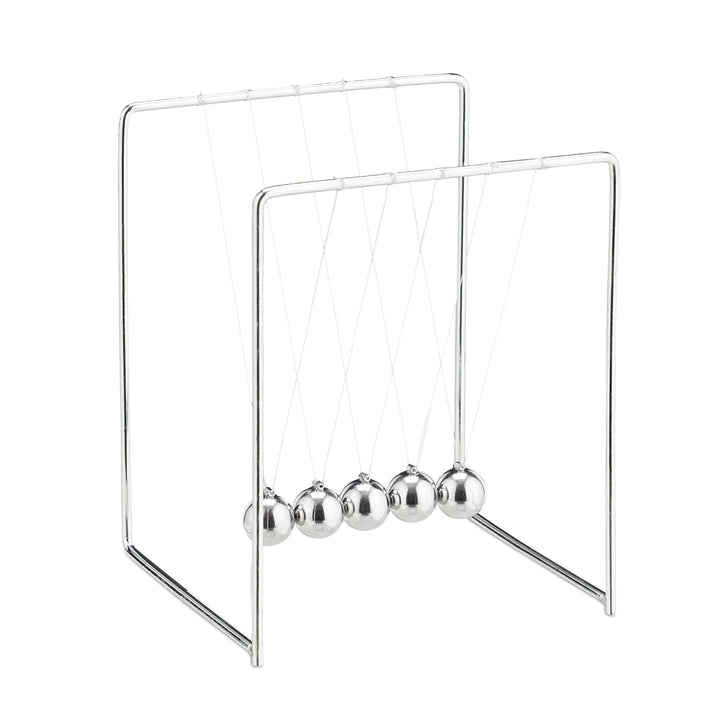 Relaxdays 4 x Newton Pendel, Kugelpendel für Schreibtisch & Büro, Physik, je 5 Kugeln, Metall, Newto