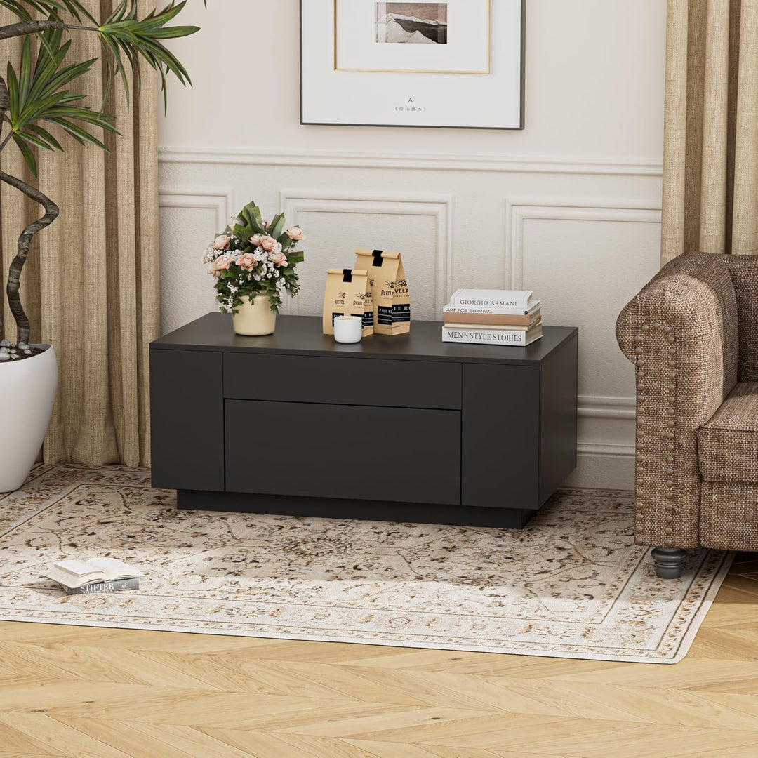 BonVache Couchtisch, Beistelltisch Couch, Wohnzimmertisch Holz mit Stauraum, Coffee Table, Kaffeetis