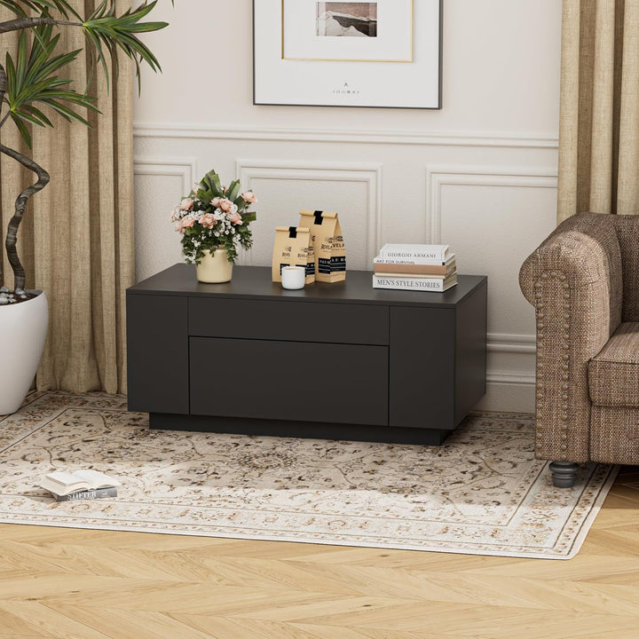 BonVache Couchtisch, Beistelltisch Couch, Wohnzimmertisch Holz mit Stauraum, Coffee Table, Kaffeetis