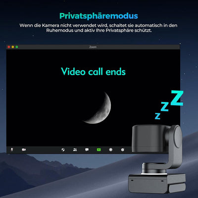 Angetube 4K Webcam mit Gestensteuerung, AI-Tracking,USB 3.0 PTZ Streaming PC Kamera mit Dual NR-Mikr