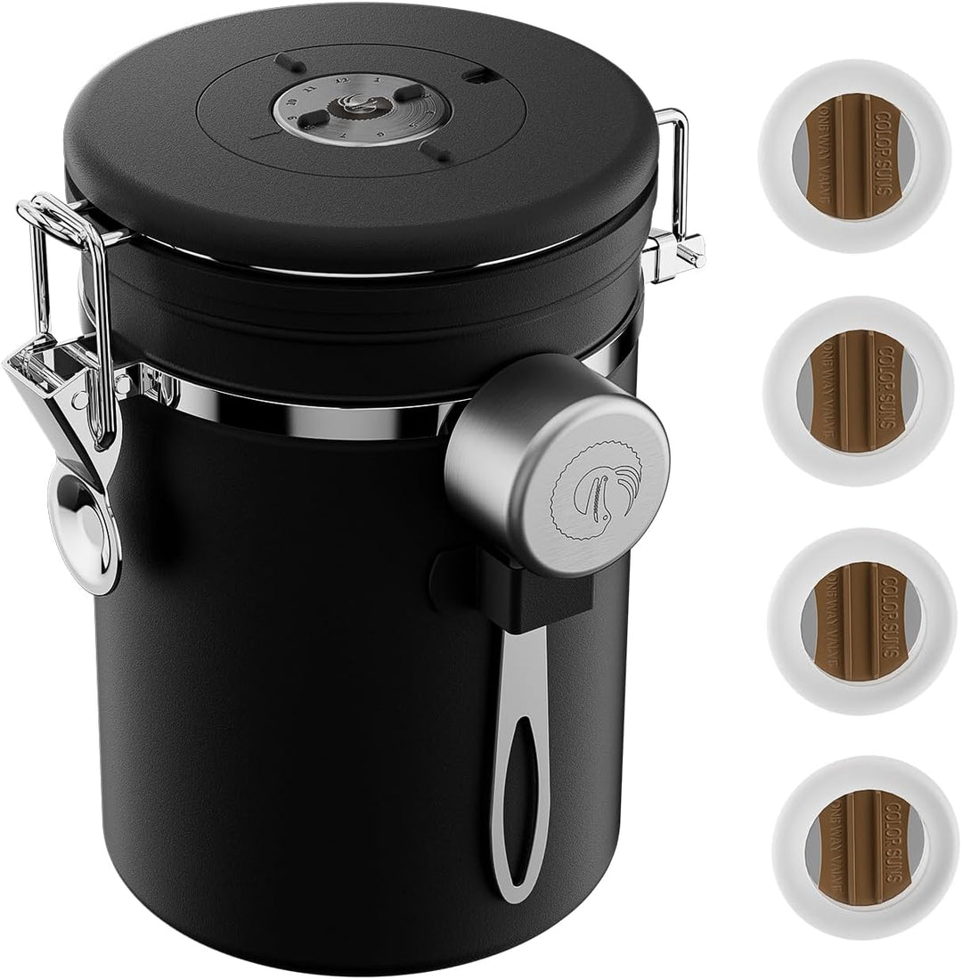 Coffee Gator Kaffeedose Edelstahl, Luftdicht Vorratsdose mit Deckel, Datum Tracker, CO2-Freigabevent