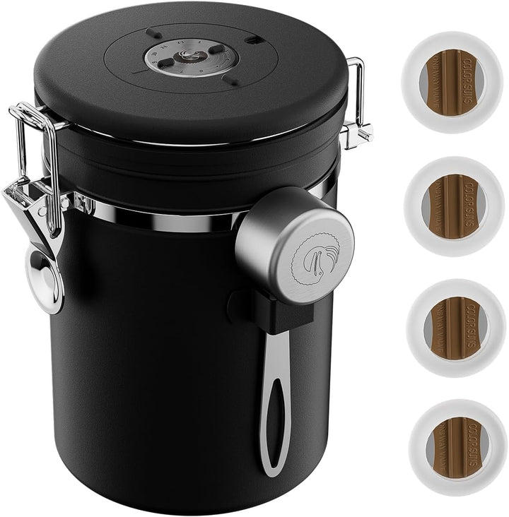 Coffee Gator Kaffeedose Edelstahl, Luftdicht Vorratsdose mit Deckel, Datum Tracker, CO2-Freigabevent