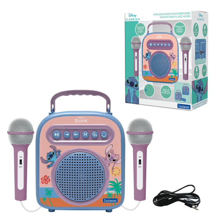 Lexibook, Disney Stitch, Drahtloser Lautsprecher mit 2 Mikrofonen, Rosa/blau, BTC050D, Stitch