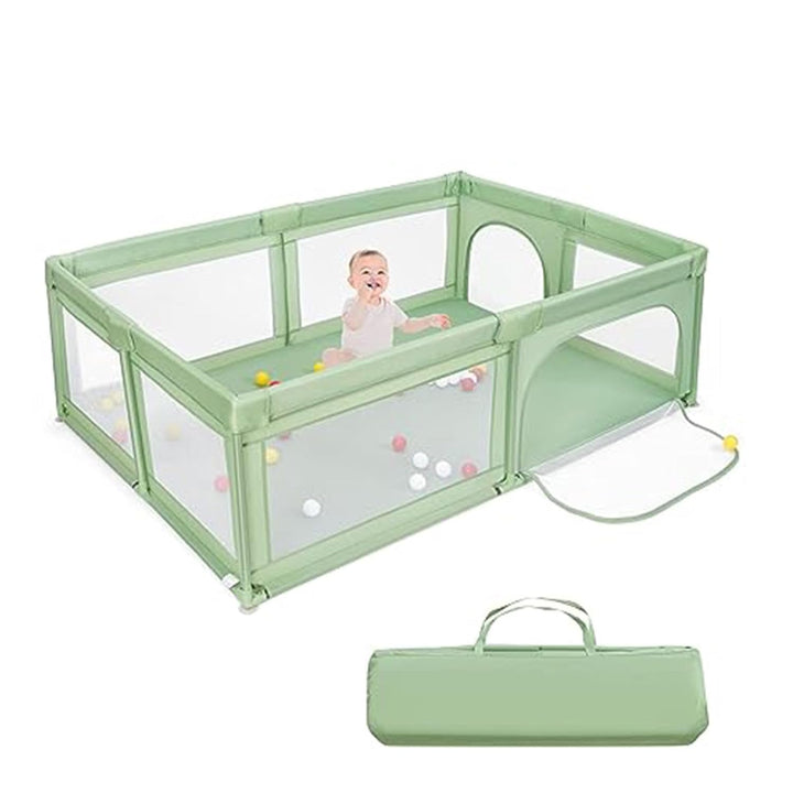 GOPLUS Baby Laufstall mit 50 Spielbällen, Krabbelgitter für Kleinkinder & Säulinge, Laufgitterzelt m