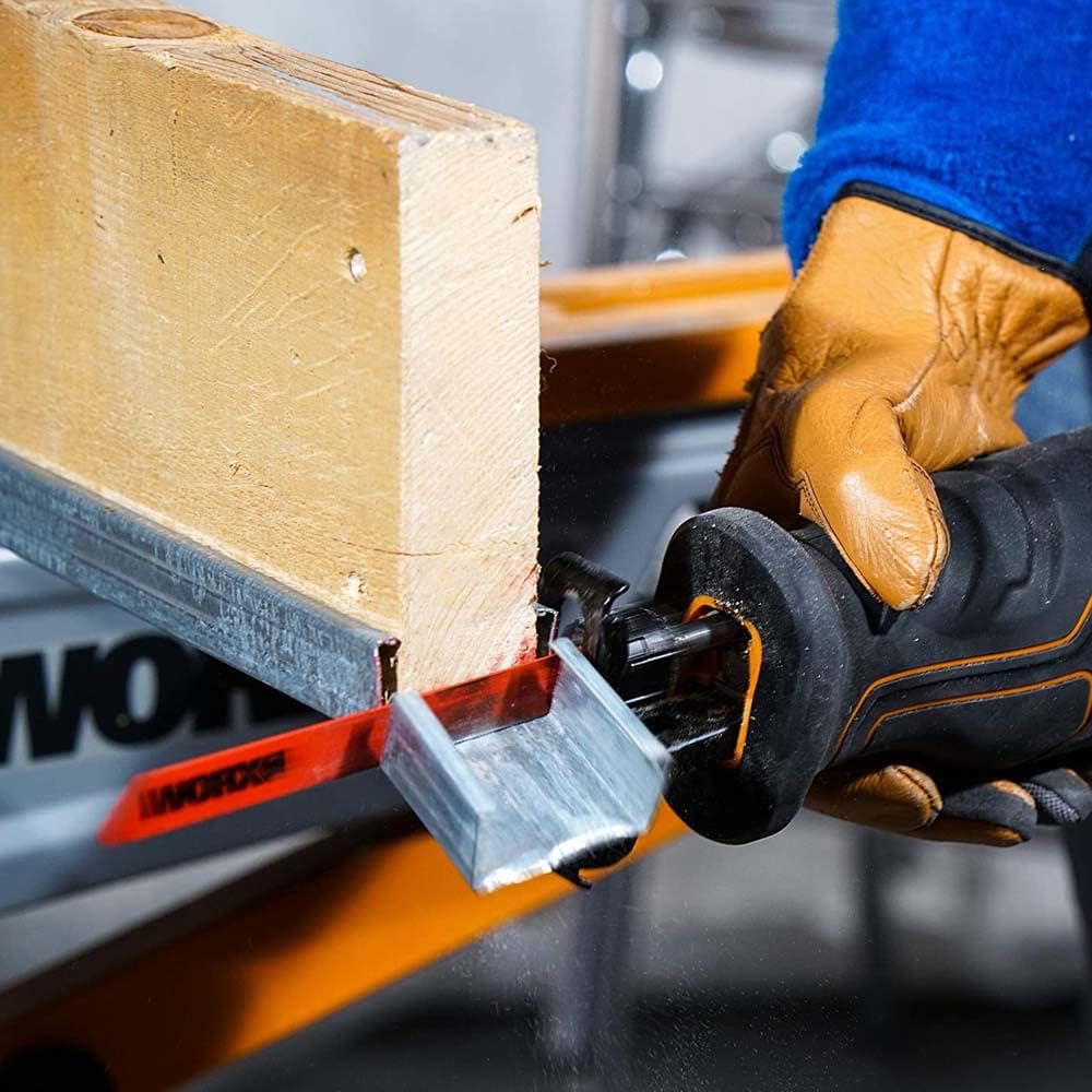 WORX WX500 Akku-Säbelsäge 20V – Akkusäge zum Schneiden von Holz, PVC, Stahl u. v. m. – Verstellbare