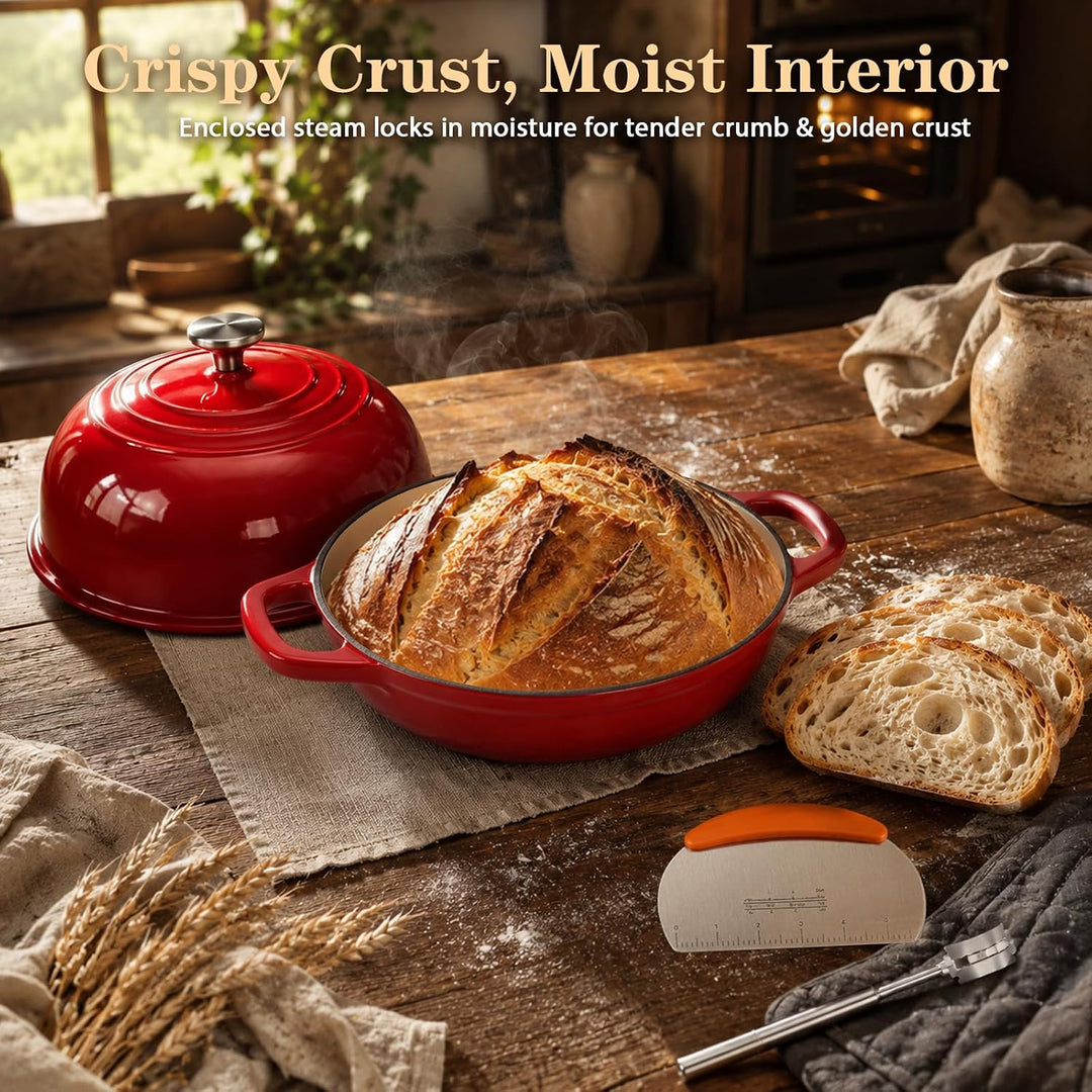 Gusseisen Topf Brot Backen, Schmortopf Gusseisen Topf mit Deckel, Dutch Oven Brotbacktopf mit Gärkor