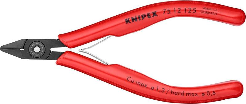 Knipex Elektronik-Seitenschneider brüniert, mit Kunststoff-Hüllen 125 mm 75 12 125