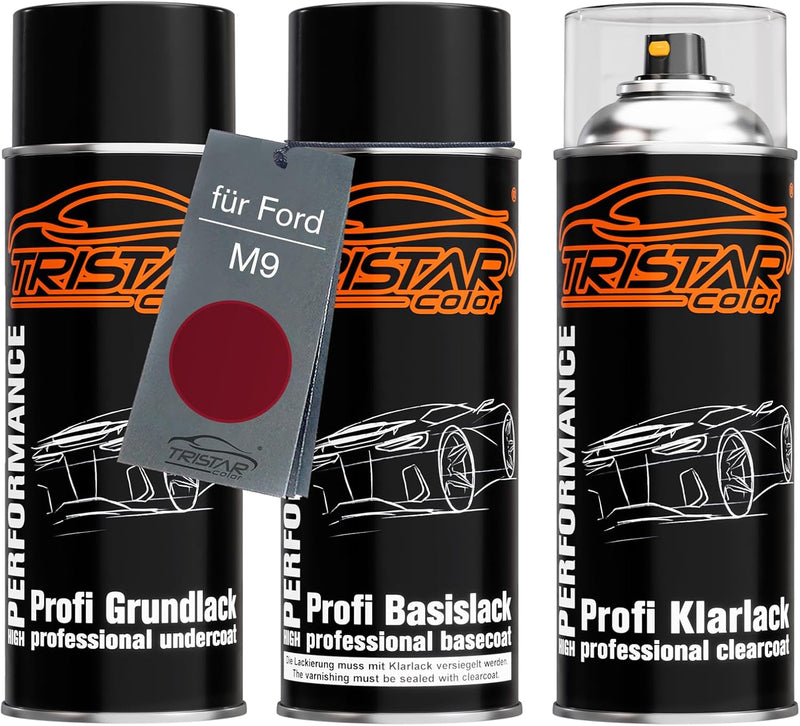 Autolack Spraydosen Set für Ford M9 Hot Magenta Perl Grundlack Basislack Klarlack Sprühdose 400ml