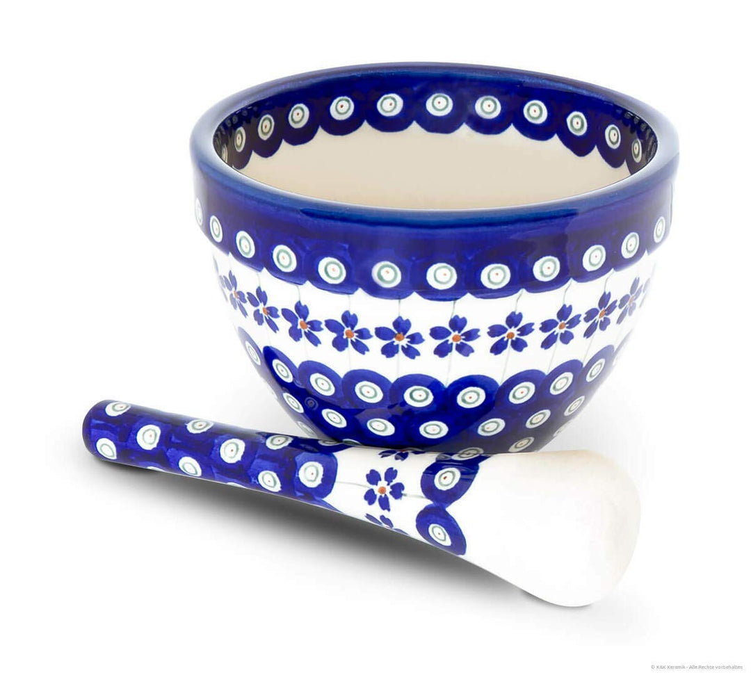 Original Bunzlauer Keramik Mörser mit Stössel im Set, Gewürzmörser zum Mahlen, Zerkleinern &amp; Püriere
