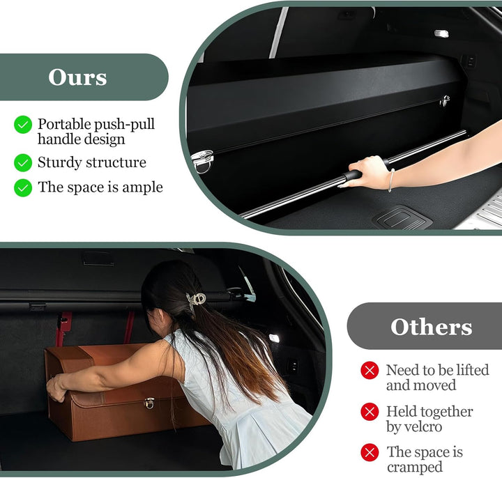 Kofferraum Organizer mit Deckel – Premium NAPPA-Leder, Tragbarer Push-Pull-Griff & Stabile Universal