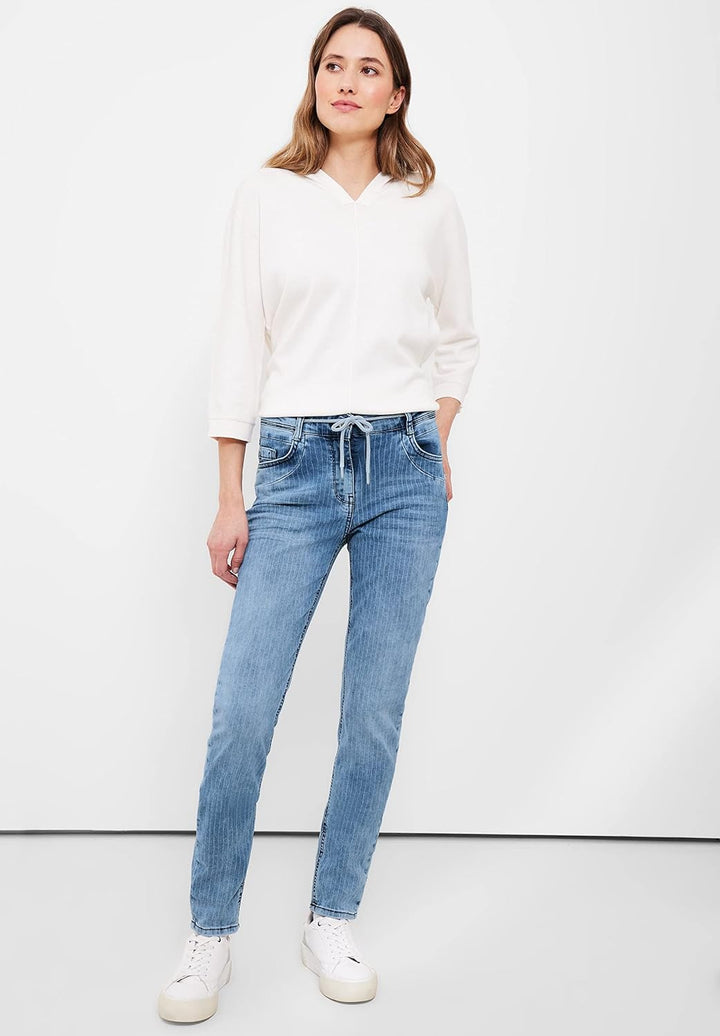 Cecil Damen Jeanshose Gestreift 26W / 30L Authentic Mid Blue Wash, 26W / 30L Authentic Mid Blue Wash