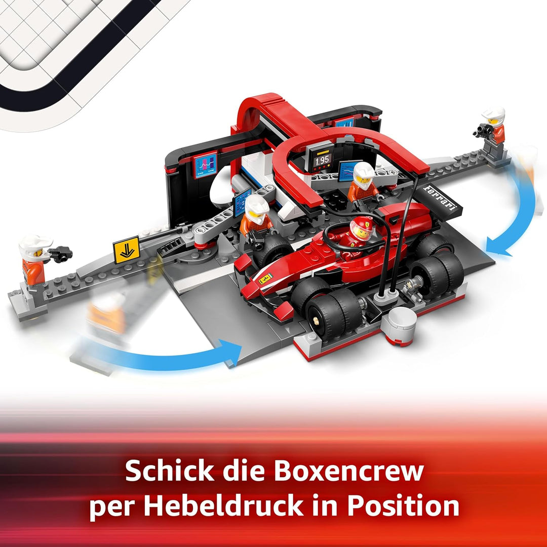 LEGO City F1 Boxenstopp mit Boxencrew und Ferrari Flitzer - Formel 1 Set mit 1 Rennfahrer und 4 Mech