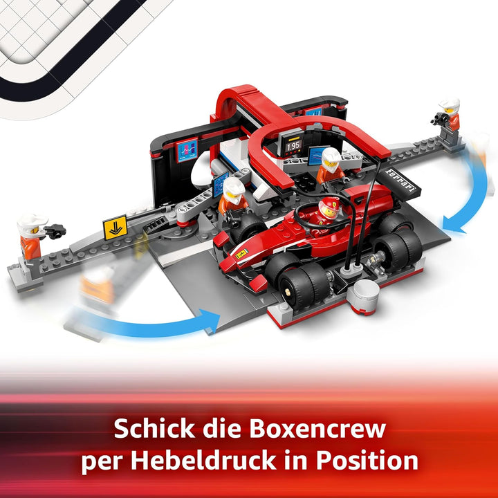 LEGO City F1 Boxenstopp mit Boxencrew und Ferrari Flitzer - Formel 1 Set mit 1 Rennfahrer und 4 Mech