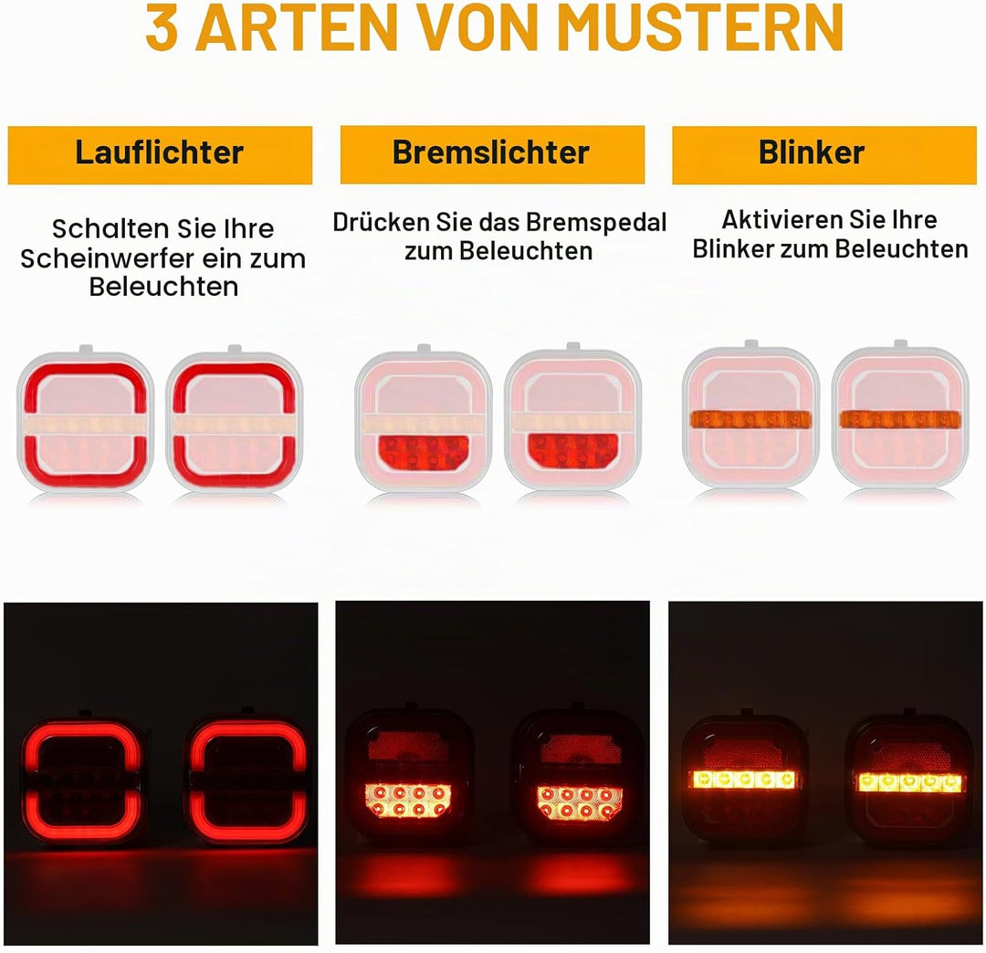 AOHEWEI Kabellose Beleuchtung LED Set Magnetische Anhänger Rücklichter Kabel frei 12V/24V LKW hinten